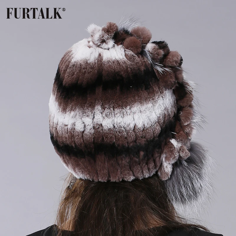 FURTALK Моды Роскошь Мех Рекс Кролика Шапки Женские Зимние Женщины Меховая Шапка