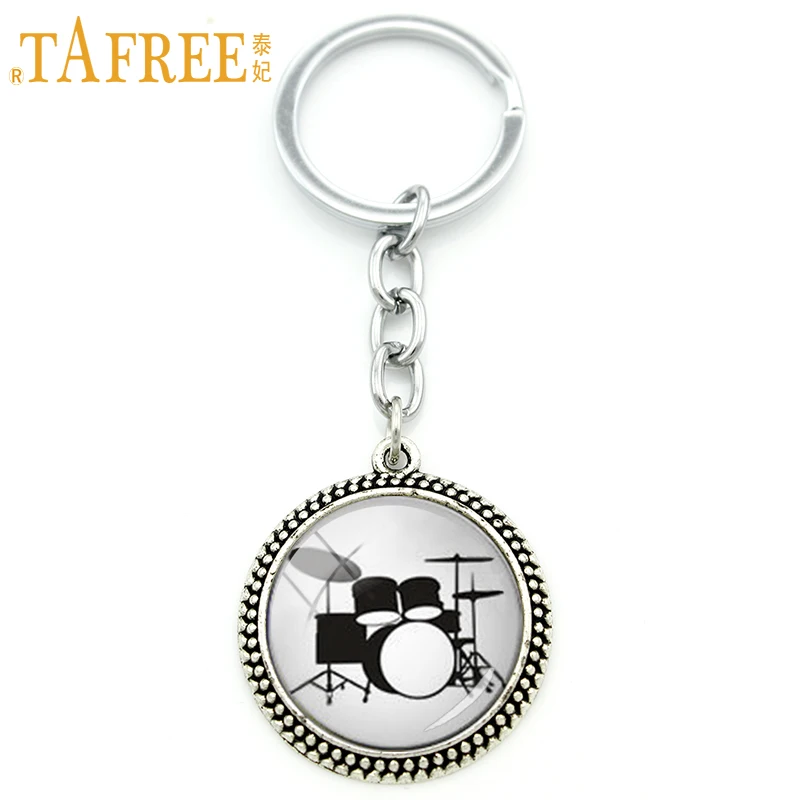 

TAFREE Vintage accessories music DJ Turner keychain DJ Mixer Drum photo glass cabochon Musician Birthday Gifts men jewelry KC595