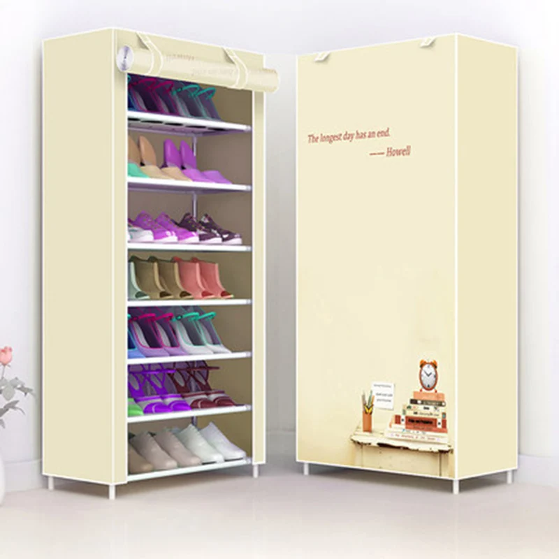 Простой многослойный стеллаж для обуви в общежитии пыленепроницаемый сборочный шкаф для обуви Бытовая Гостиная для хранения шкаф мебель - Цвет: 8-88-8L-Alarm clock