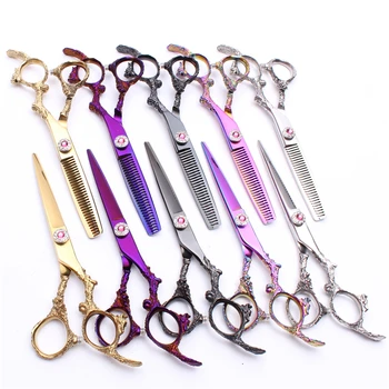 

6" 17.5cm 440C Engraving Logo Hairdressing Scissors Thinning Shears Cutting Shears Haircut Set Professional Hair Scissors C9005