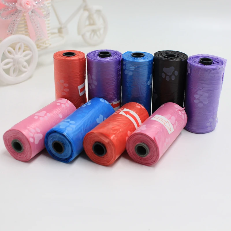 10 Pcs/lot Top Paw Print Delicate Dog Poop Bag Degradable Plastic Clean