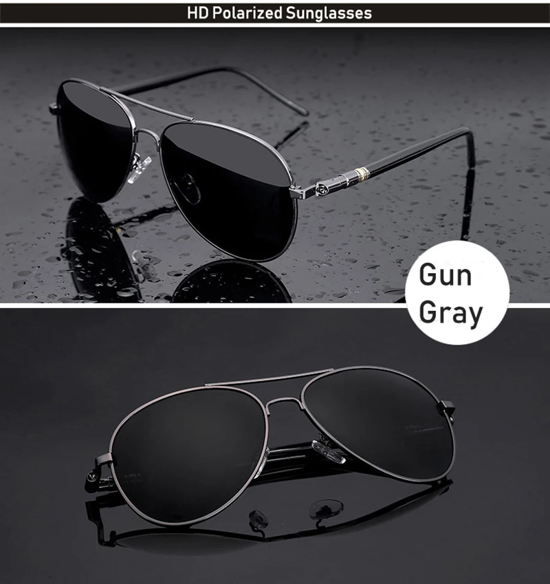 Мужские Ретро Модные поляризованные солнцезащитные очки для вождения, винтажные очки пилота, металлические солнцезащитные очки, весенние шарниры UV400 - Цвет линз: C4 Gun Gray
