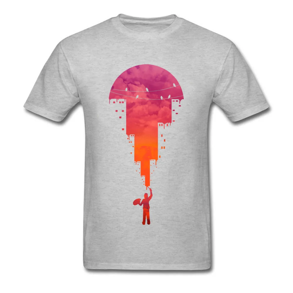 Design Sunset Painter Men T Shirt Faddish ostern Day Short Sleeve O Neck 100% Cotton Fabric Tees Slim Fit Tee Shirts Sunset Painter grey