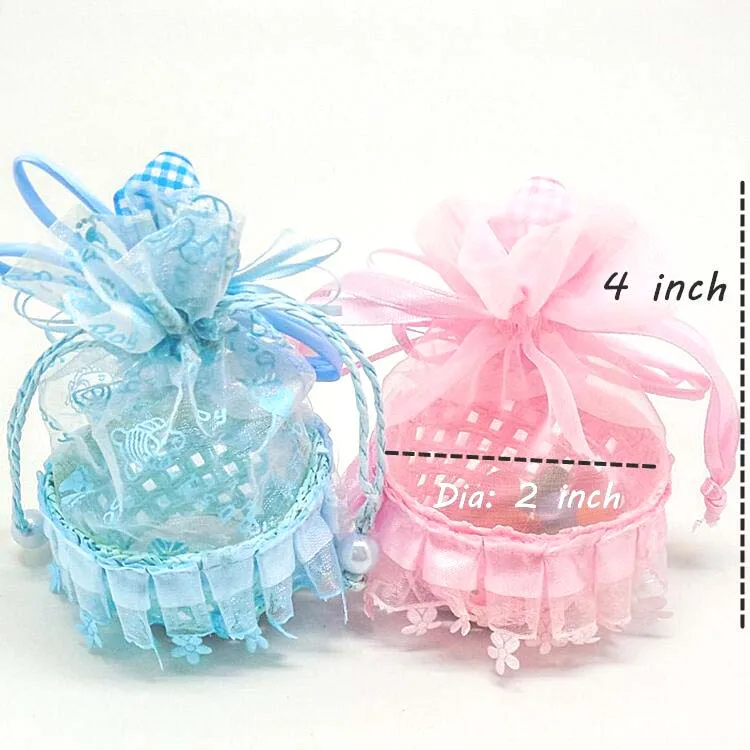 Arrival-24pcs синий/розовый цвет вытканная корзинка конфетная коробка подарок для мальчика девочки мешочки для вечеринки перед рождением ребенка декор для вечеринки в честь Дня рождения; яркие сумки