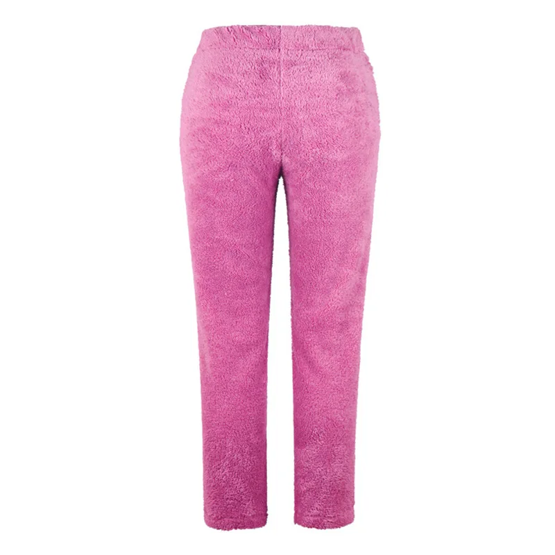 Женская зимняя мягкая плюшевая Пижама для сна, штаны для сна, Ночная одежда, пушистые длинные штаны, зимняя одежда для сна, розовый, серый, синий