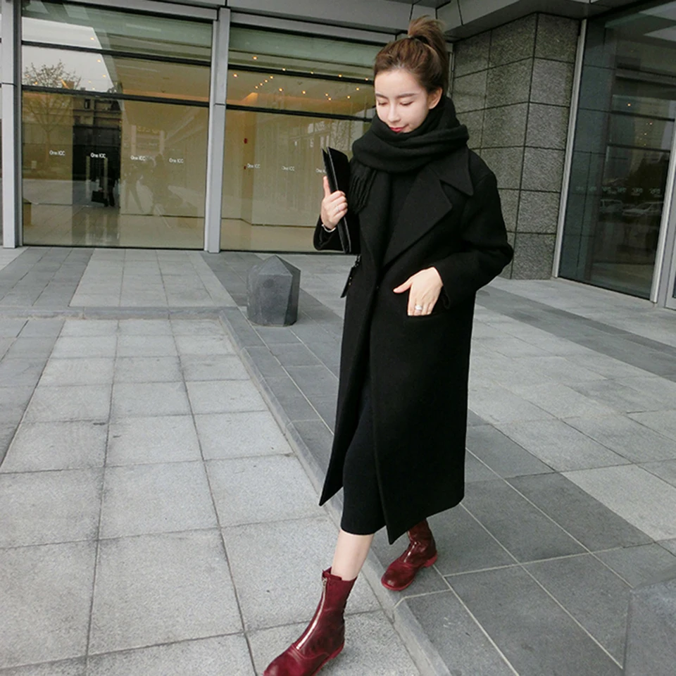 ZYFPGS 2018 Winter Coat Women Fashion Sales Top Plus Size Wool Long Section Brand Fine Fabric Coat Female Autumn Jacket Z0811