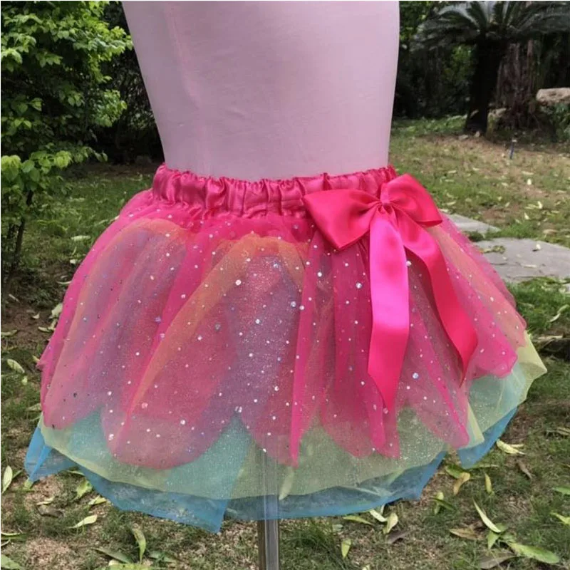 Women Kids Girl Rainbow Princess Party Dancewear Tutu Skirt Ballet Latin Dress