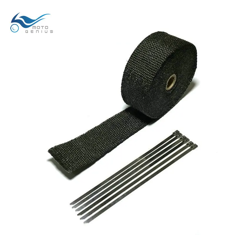 5 m x 2 inch Black Exhaust Wrap Auto Exhaust Muffler Manifold Heat