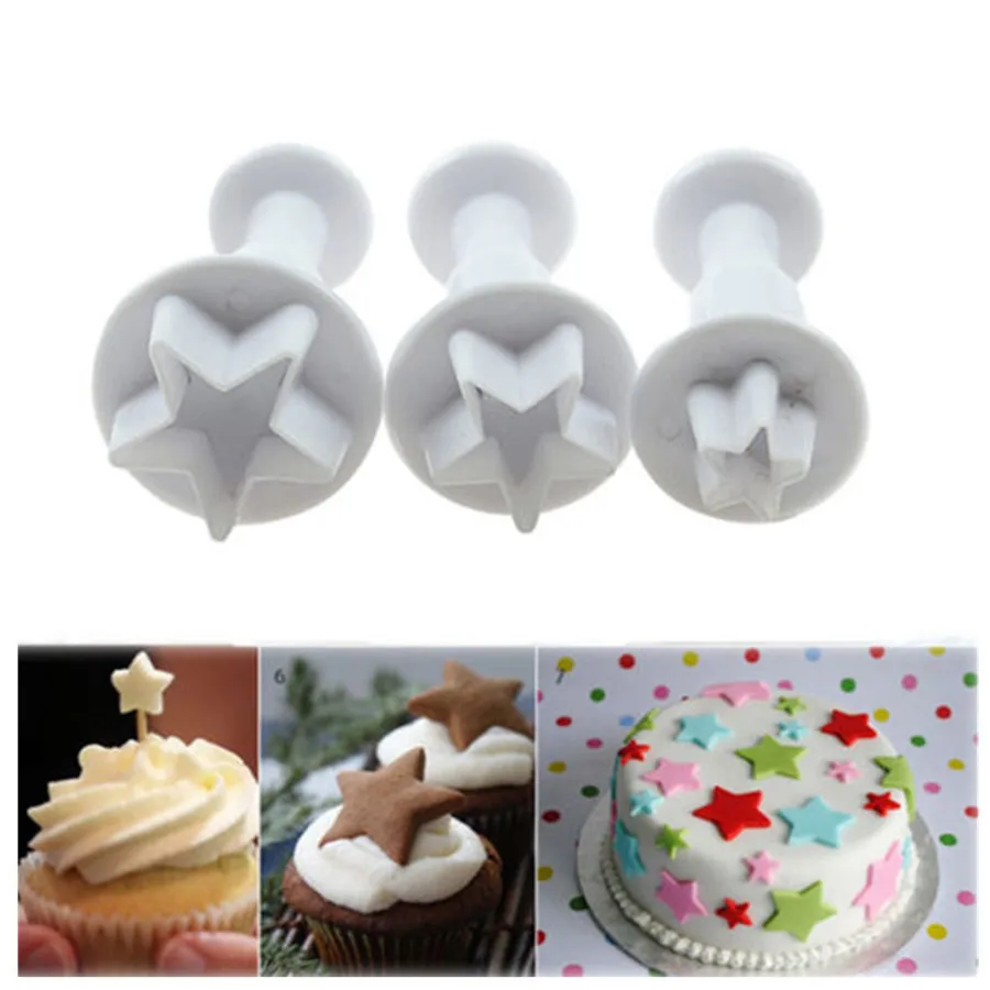 

3Pcs/Set Mini Star Fondant Cake Decorating Plunger Cookies Cutter DIY Cake Mold Christmas Cake Tools Cooking Tools