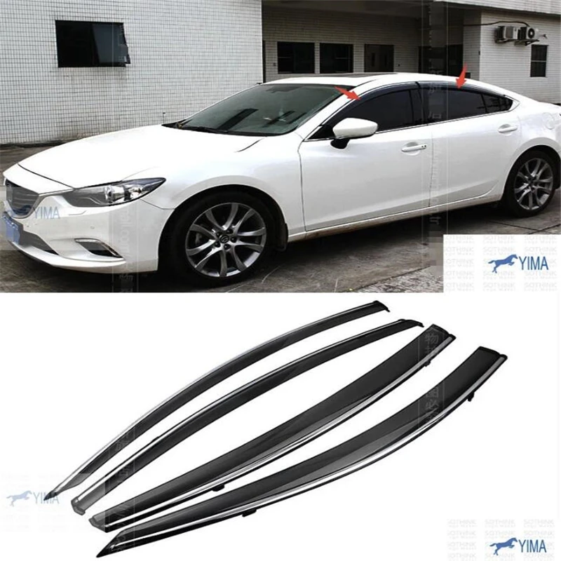 

Lapetus Car Styling Window Visors Awnings Wind Rain Deflector Visor Guard Vent 4 Pcs For Mazda 6 ATENZA Sedan 2013 2014 2015