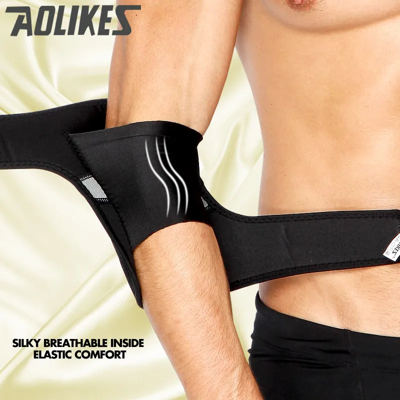 AOLIKES الرسمية في الأسهم 1 قطعة الرياضة السلامة حمالة مرفق لاعب التنس كم دعامة كوع سادة امتصاص العرق الكوع حماية والعتاد
