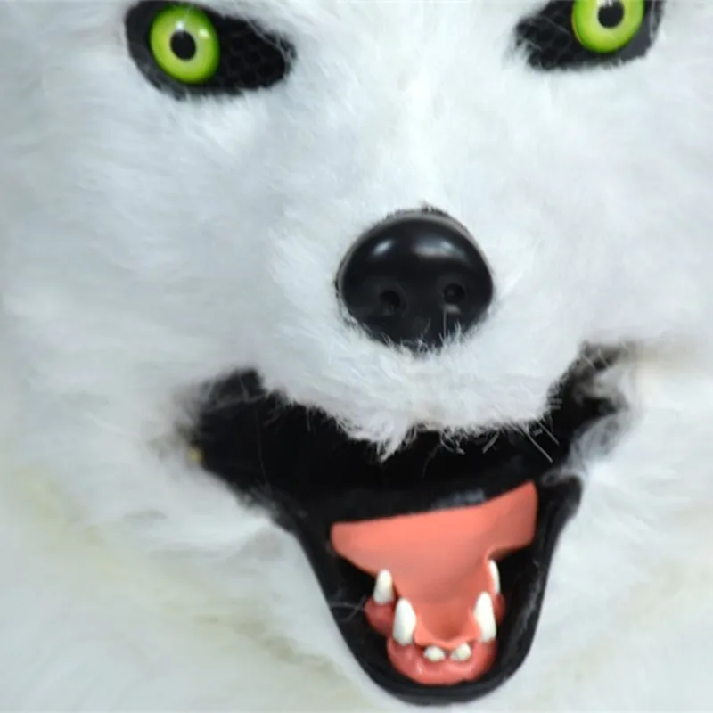 Забавные пушистые маски для рта на Хэллоуин с изображением белой лисы, вечерние