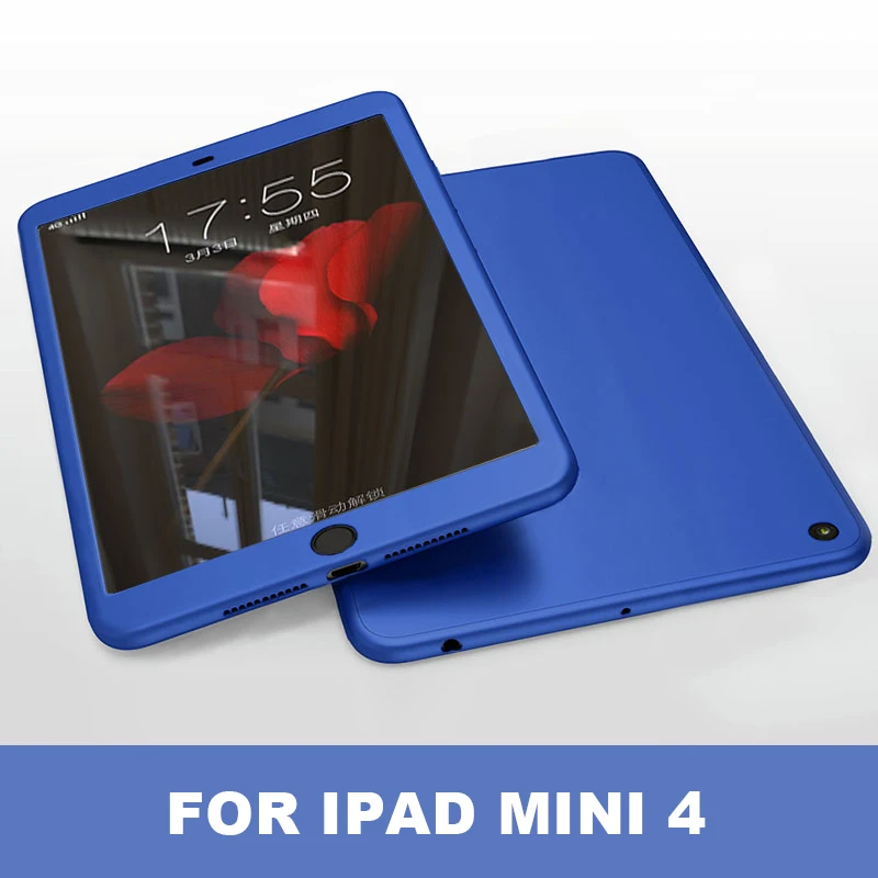 For mini 4 Blue 360 полный защитный чехол для iPad mini 5 7," Funda со стеклом ультра тонкий мягкий силиконовый чехол для iPad mini 1 2 3 4 Чехол - Цвет: For mini 4 Blue