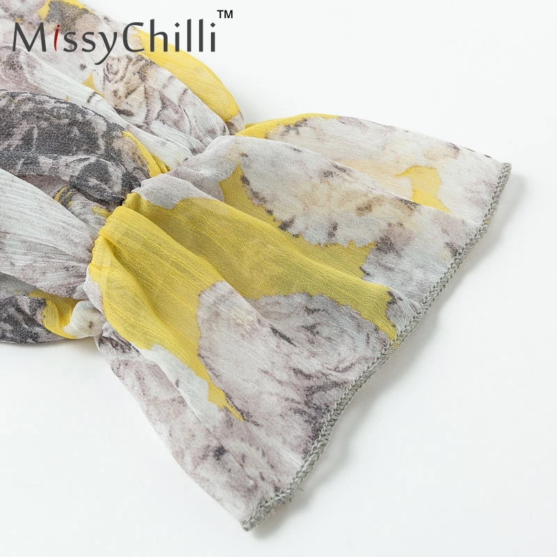 Женское платье с высоким воротом MissyChilli длинное цветочным принтом и длинным