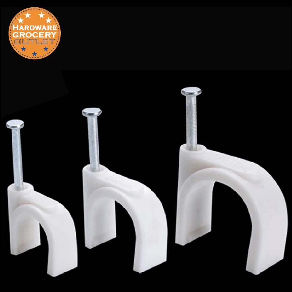wholesale9mmcableclipswithfixingnile100pcsCircleRoundWhite