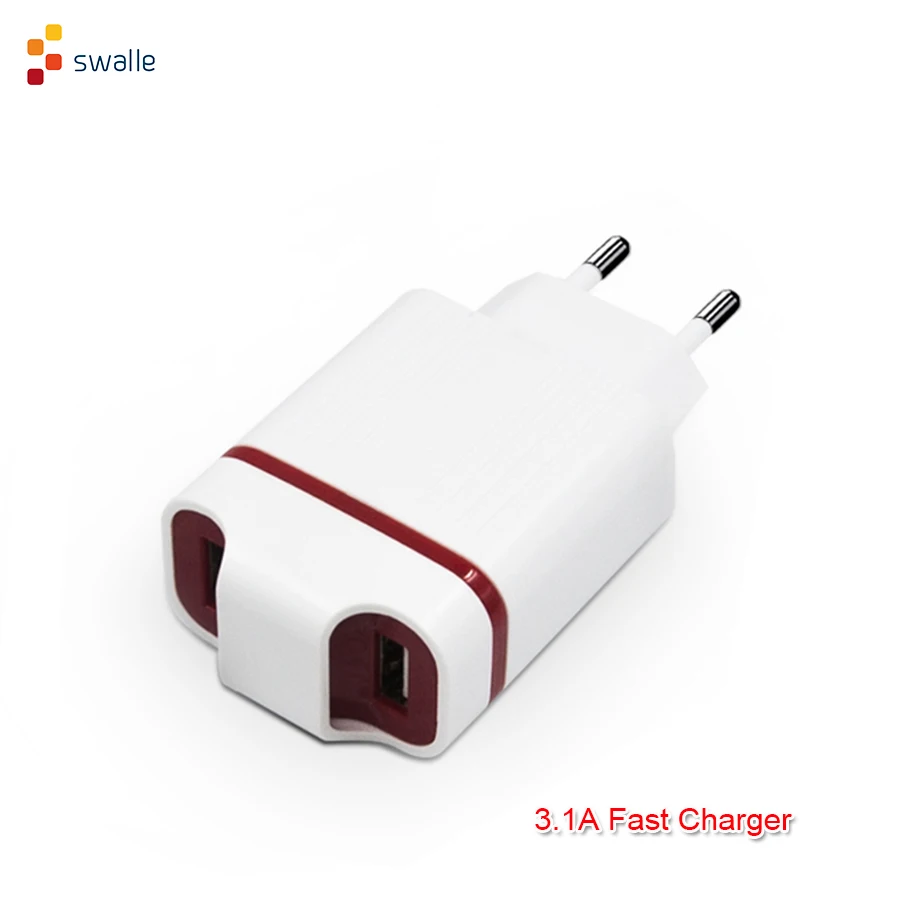 

Swalle Dual USB Charger for iPhone Xs Max X 8 Xiaomi Mi Huawei Samsung S10 S9 EU Adapter Fast Charging Wall Mobile Phone Charger
