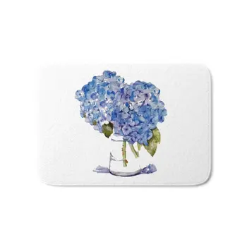 

Hydrangea Painting Bath Mat 21" x 34"Pattern Fleece Rug Anti-Slip Doormat Home Decor