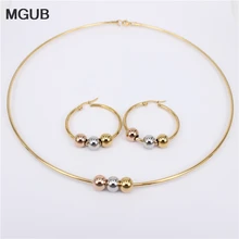 MGUB крутой и удобный набор из нержавеющей стали гладкий и красивый бисер 2 мм воротник 30 мм-70 мм Серьги несколько вариантов стиля