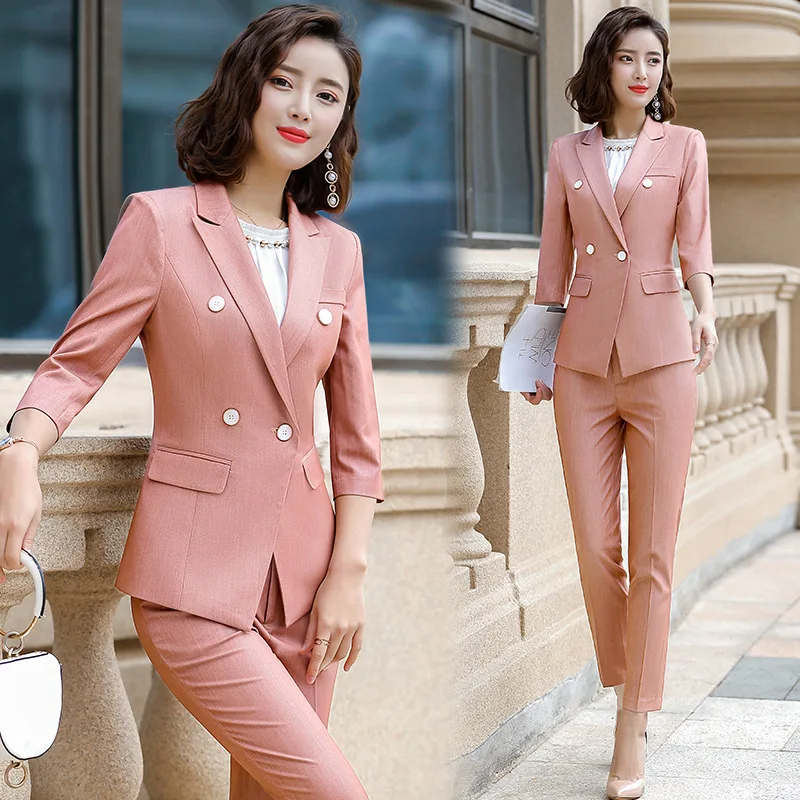 Women Suit Casual Pant Suits Formal Blazer Pants Office Lady Business ...