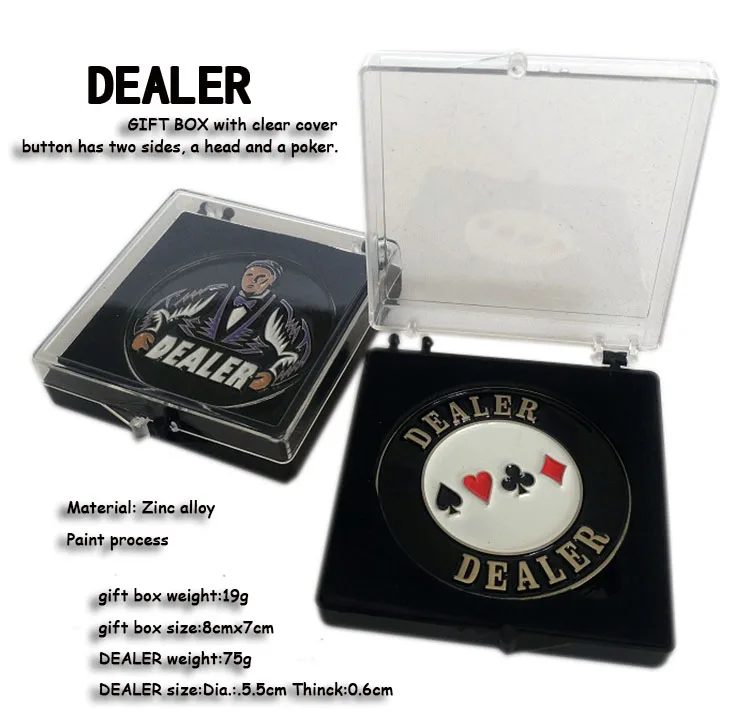 

Free shipping 1pc Dealer Button gift box poker chip texas hold'em card guard