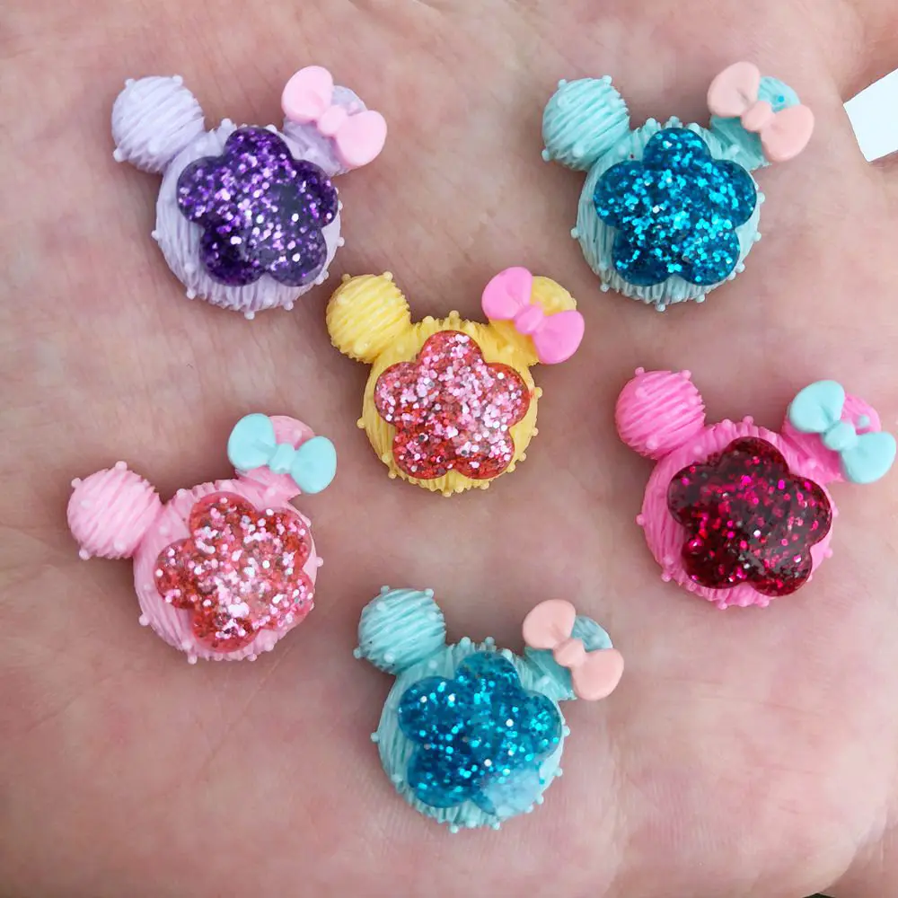 

20pcs 20mm Mix Resin Gold Powder Flower Mouse Flatback Stones Child Scrapbooks F254*2