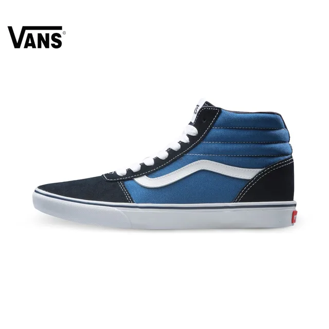 black and blue vans high tops