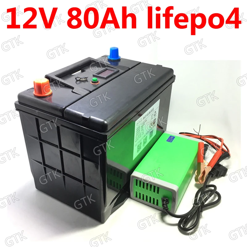 ГТК 12V 80AH lifepo4 батарея не 12v 80ah BMS Li-Ion 4S Кемпинг резервного питания инвертора RV инвертор для лодки гольф-кары+ 10A Зарядное устройство