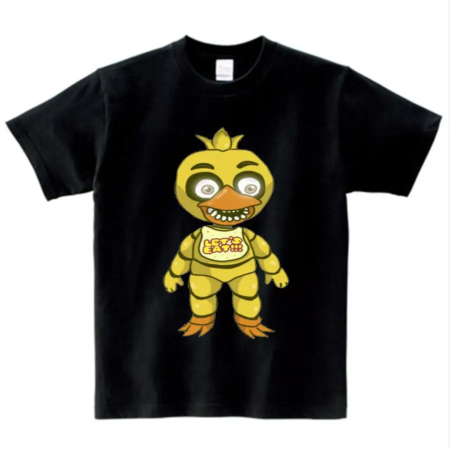 Футболка для мальчиков летняя детская футболка с принтом «пять ночей с Фредди» FNAF Детская одежда Одежда для девочек с принтом «Фредди 2» Футболки с рисунками - Цвет: black childreT-shirt