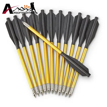 

60 Pcs/Pack Outdoor Shooting Hunting Aluminum Tips Bolt 6.5" Length Arrow Archery Sports 50 lb/80 lb Crossbow Accurate Arrow