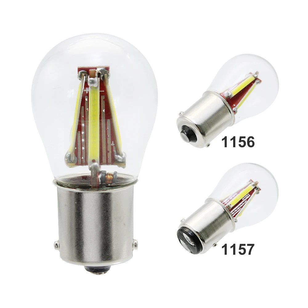 

ANBLUB 2pcs NEW 1156 1157 LED Car Turning Light 4 COB Filament Chips Auto Tail Brake Light Reverse Bulb 12V DRL Lights