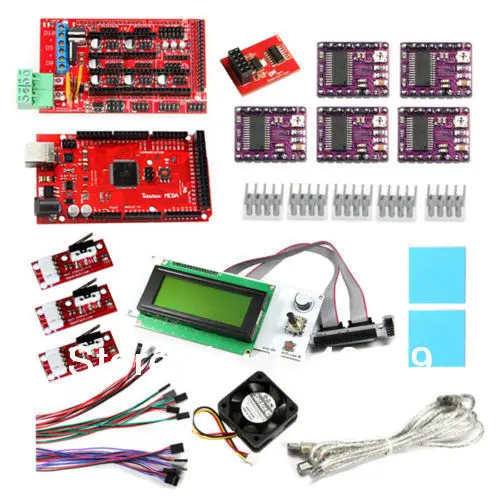 3D Printer Kits-Smart LCD2004 Display, DRV8825 stepper motor driver,RAMPS1.4 Shield,Mega2560, Heatsink & SD Module...