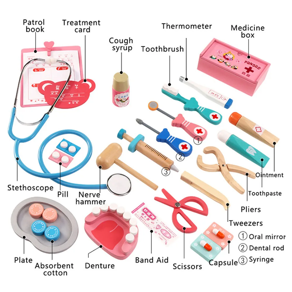Детские игрушки забавная игра реальная жизнь Косплей доктора игра портативная медицинская коробка ролевые игровой набор «Доктор» деревянная игрушка для детей