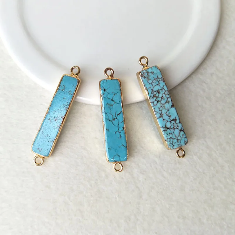 5pcs Natural stone Rectangle Druzy Pendants Gold Charms,Double Bails