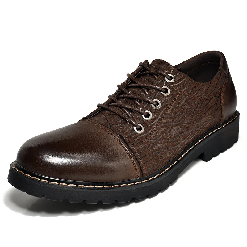 

2018 spring and autumn new dress pointed men's leather shoes leather block shoes fashion casual men's shoes