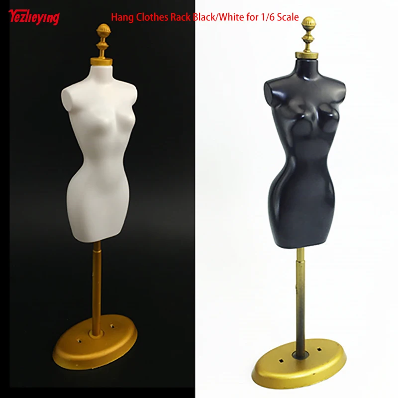 

2PCS/Lot 1/6 Scale Female Figure Garment Hang Black+White Rack Plastic Half Body For 12" Model Display stand Mannequin Toy Gift