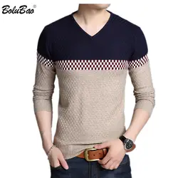 BOLUBAO Для мужчин свитер с круглым вырезом Рубашка в полоску свитера пуловер Slim Fit Для мужчин с длинными рукавами тонкий свитер одноцветное