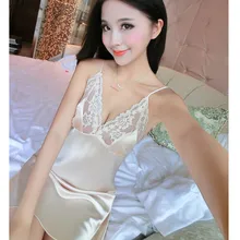 2017 Spring Women font b Sexy b font Silk Robe Nightgown Lady Lace Nightdress Suits Sets