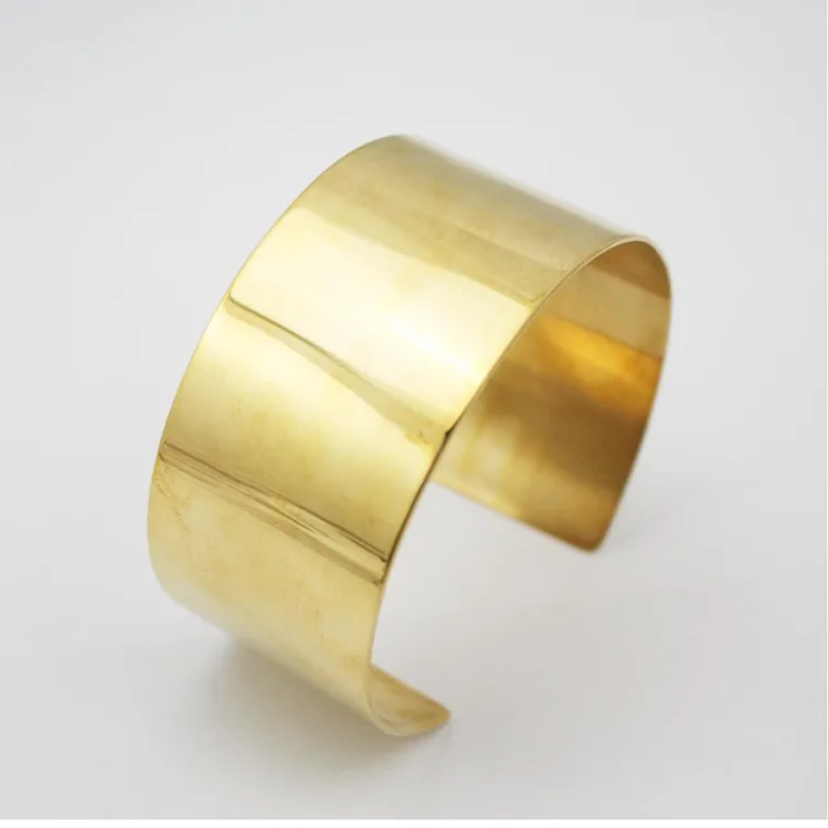 Женские Модные ювелирные изделия Золотой металлический открытый простой широкий латунный пустой браслет браслеты