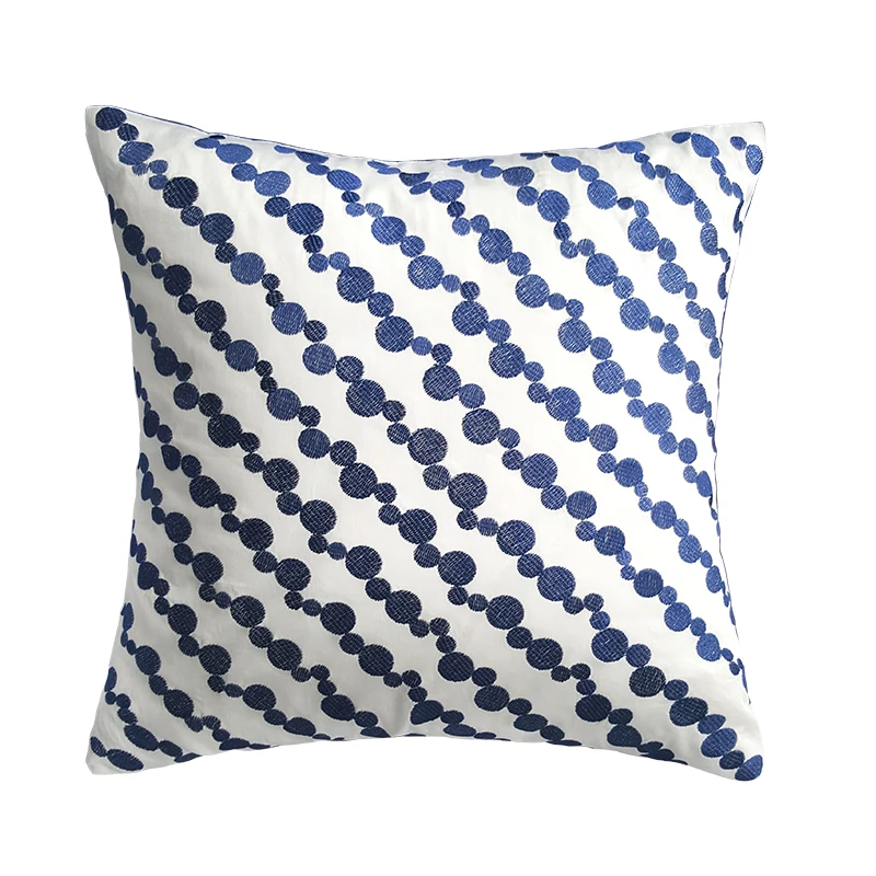 ADREAM 100 cotton bedding pillowcase, Blue Dot luxury Embroidered Square pillow cover, Tribute