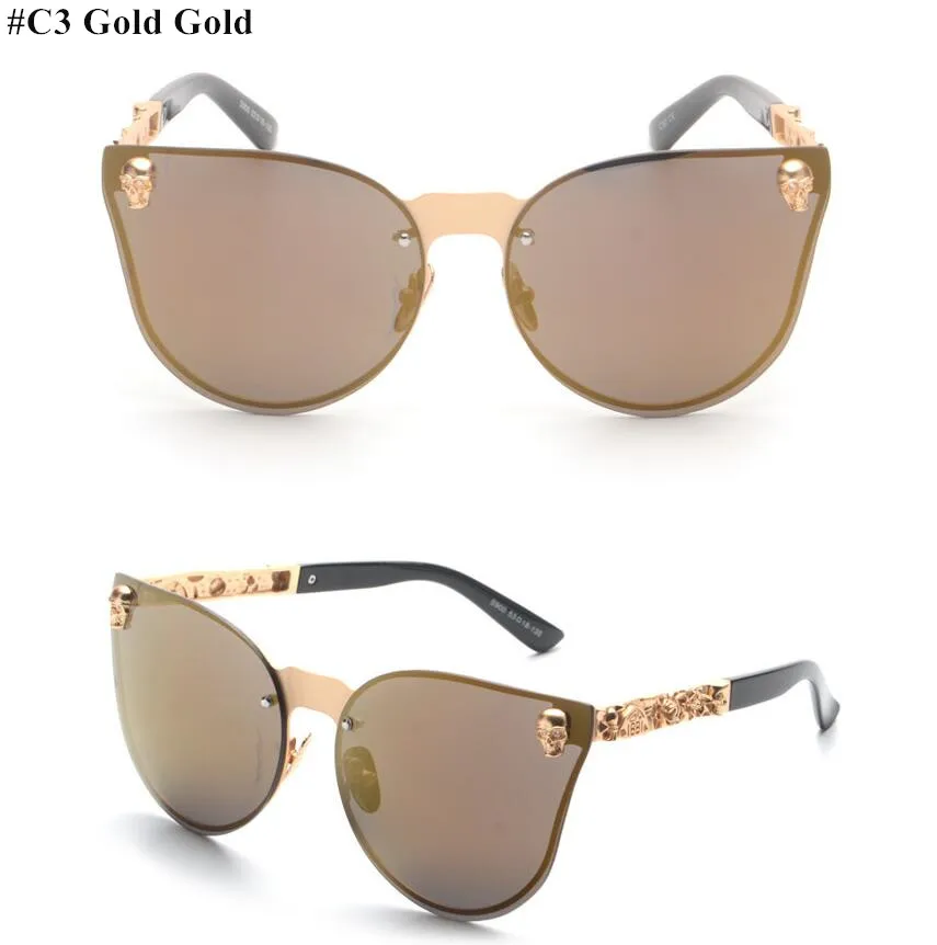 HBK Rose Gold Sunglasses Women Skull Mirror Diamond Brand Designer Metal  Frame Sun Glasses Mirror Flat Lens Lunettes de soleil - AliExpress