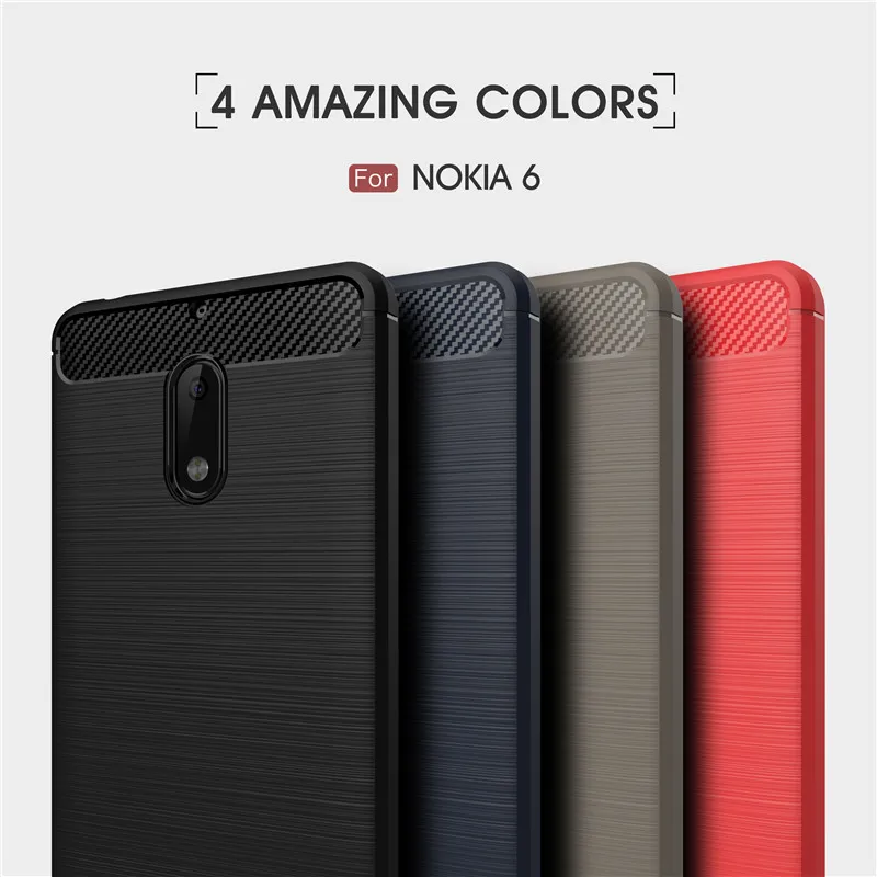 cheap MAKAVO For Nokia 6 Case Soft Silicone Rubber Fundas Carbon Fiber Back Cover Armor Phone Cases For Nokia 5 Nokia 3 Nokia 8