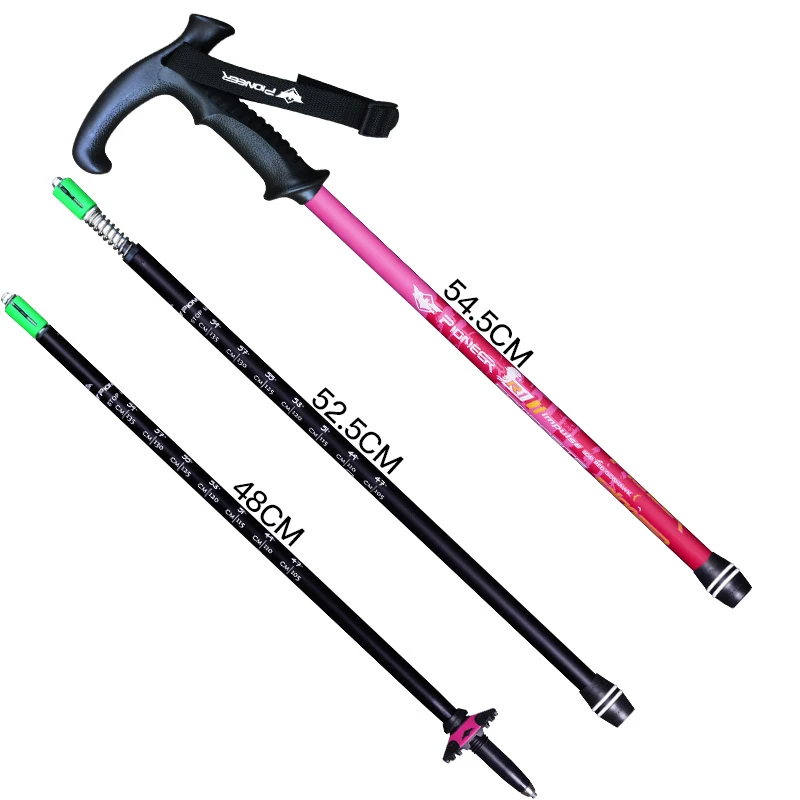 1 unids T mango de aluminio bastones con an-ti choque consejos sistema mate pintura de aerosol senderismo Stick para turismo trekking caña 1 unids T mango de aluminio bastones con an-ti choque consejos sistema mate pintura de aerosol senderismo Stick para turismo trekking caña