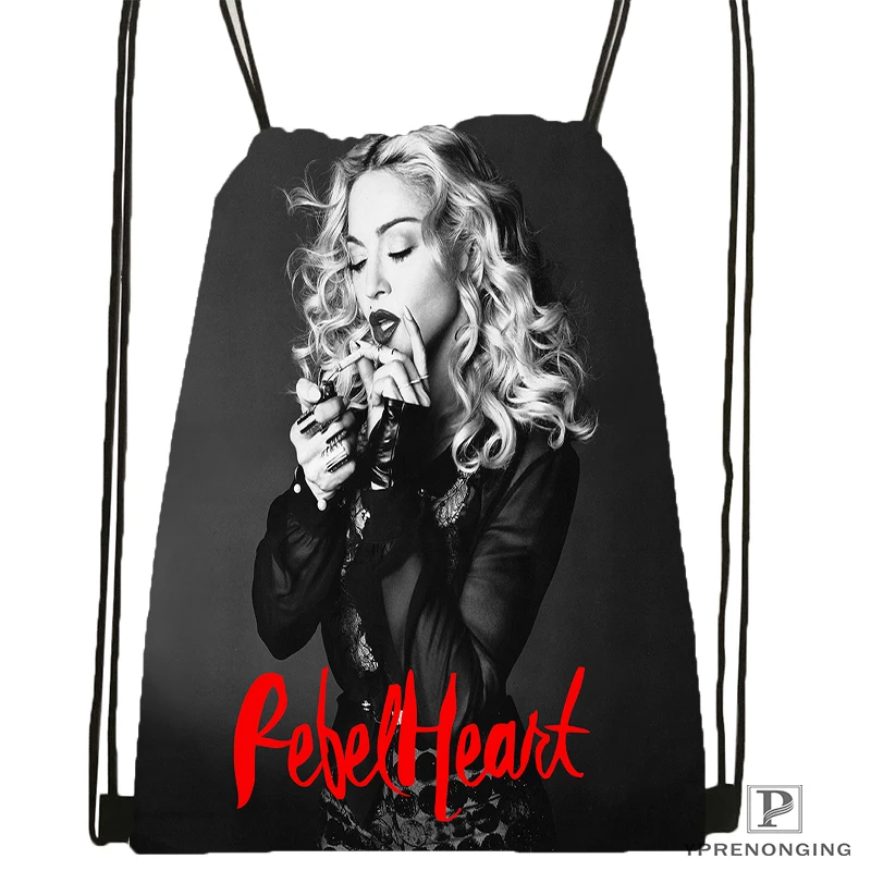 Custom Madonna Drawstring Backpack Bag Cute Daypack Kids Satchel Black Back 31x40cm 180531 03 66
