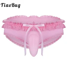 Мужское нижнее белье TiaoBug, кружевные трусы с оборками и низкой посадкой, Трусики-бикини, сексуальное нижнее белье для мужчин