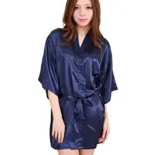 Для женщин однотонные шорты шёлковое кимоно, халат для дома и для подружки невесты; Свадебная вечеринка Ночная Пижама 9 видов цветов