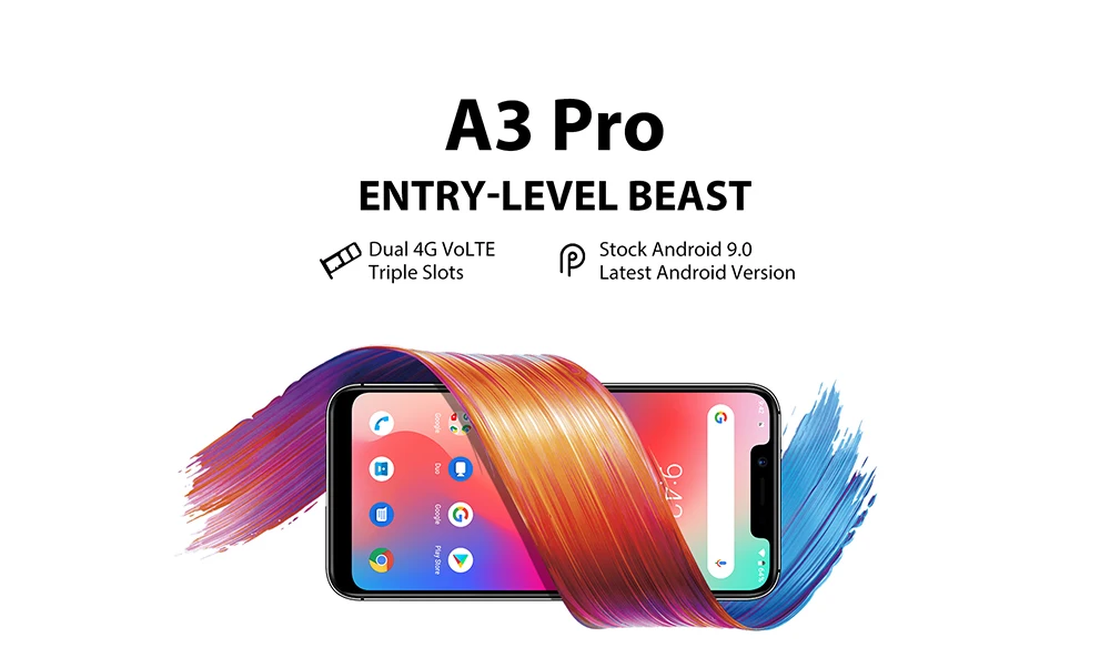 UMIDIGI A3 Pro Global Band Android 9,0 5," 19:9 полноэкранный мобильный телефон 3 ГБ+ 32 ГБ 12 Мп+ 5 Мп разблокировка лица двойной 4G смартфон