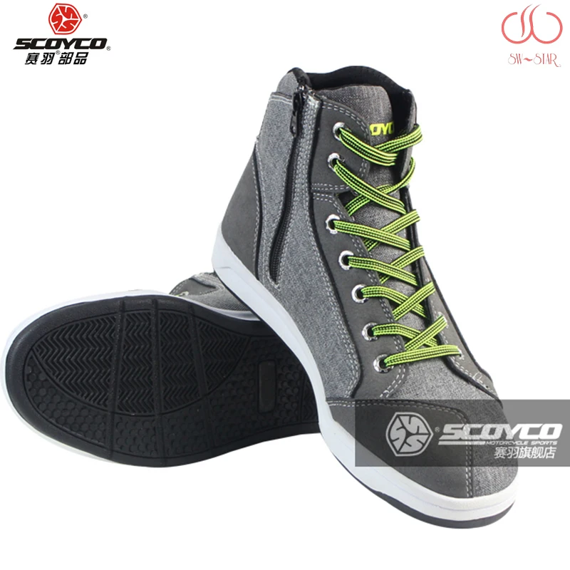 Moto rcycle botas hombres camino calle zapatos casuales zapatos bato moto Cruz botas moto Grey Scoyco protección Lino de microfibra de la UE 39-46