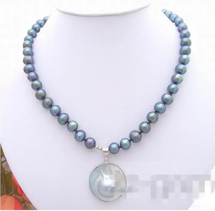 Moda popular 8mm collar de perlas negras - 1