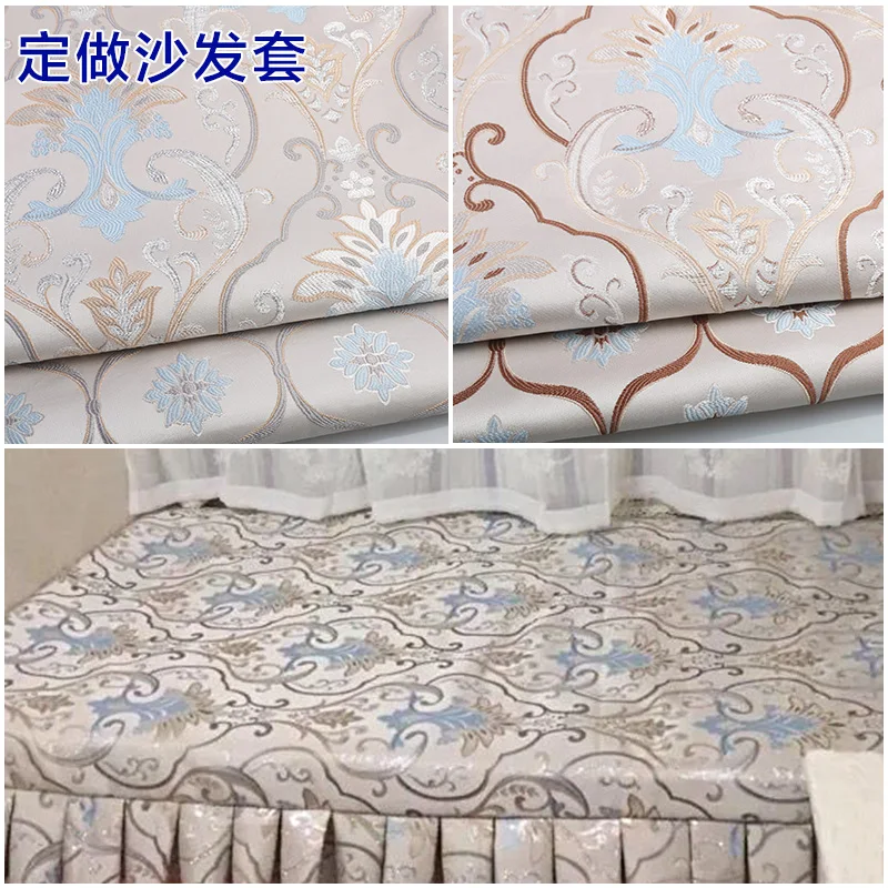 1 meter High Quality Jacquard Fabric For Sofa Cloth Curtain Cushion Chair Table Seat Floral Flower Upholstery Material Tissus