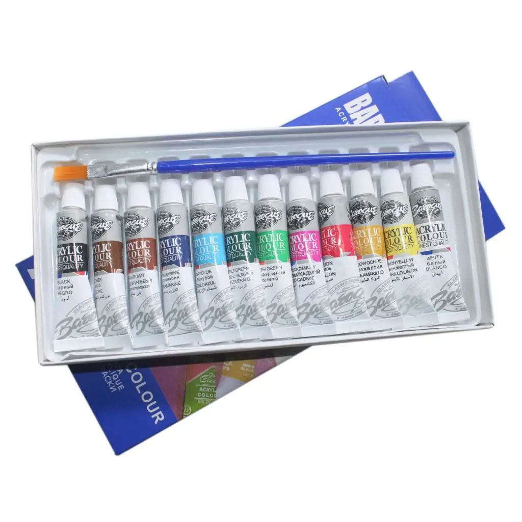 

6 ML 12 Colors Professional Acrylic Paints Set Hand Painted Wall Painting Textile Paint Brightly Colored Art Supplies